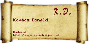 Kovács Donald névjegykártya