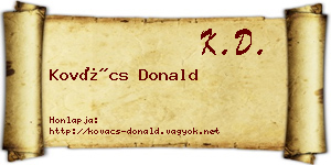 Kovács Donald névjegykártya